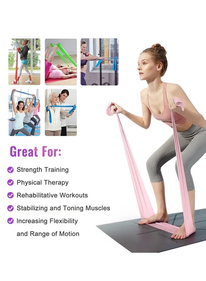 ULHYC 5-Piece Resistance Bands Set Resistance Exercise Band 150*15*4.5cm for Physiotherapy, Strength Training & Fitness Workouts, Pilates, Stretching and Yoga Physical Therapy Fitness, Pink,Blue,Green,Yellow,Purple - Image 2