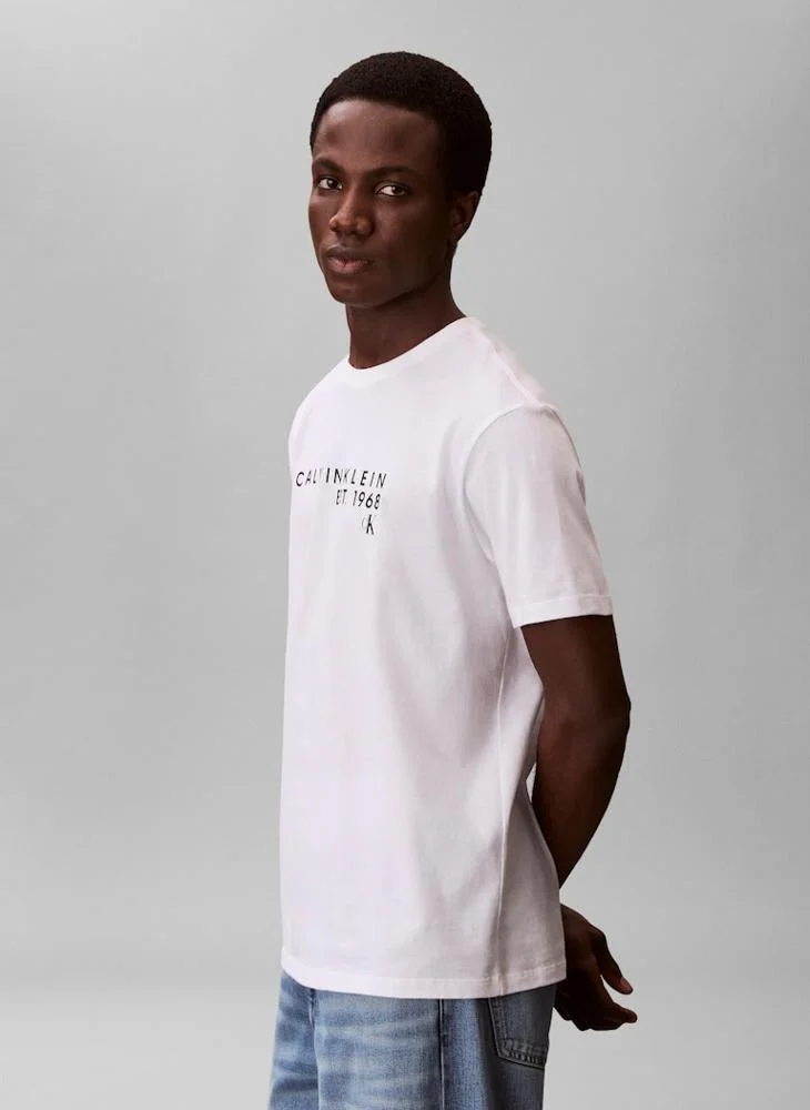 CALVIN KLEIN  Distressed Monogram Logo T-Shirt for Men | Best Price UAE
