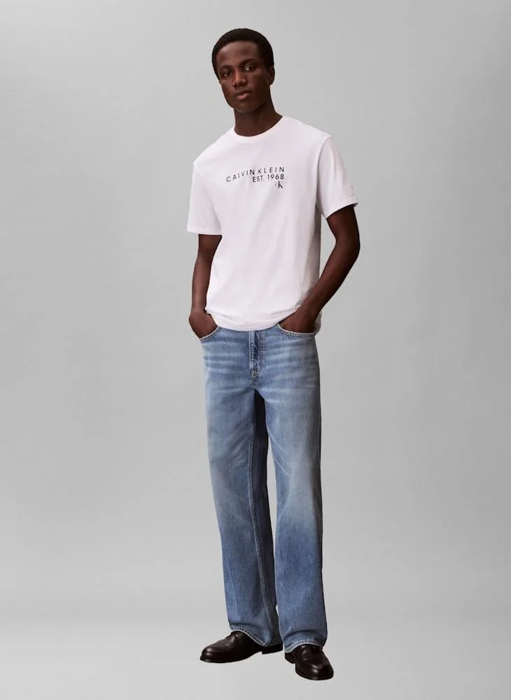 CALVIN KLEIN  Distressed Monogram Logo T-Shirt for Men | Best Price UAE