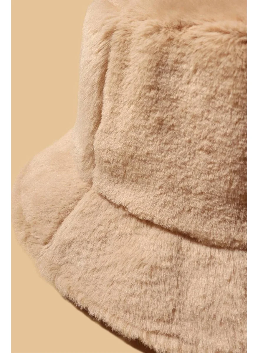 باهلس Camel Plush Soft Textured Bucket Hat