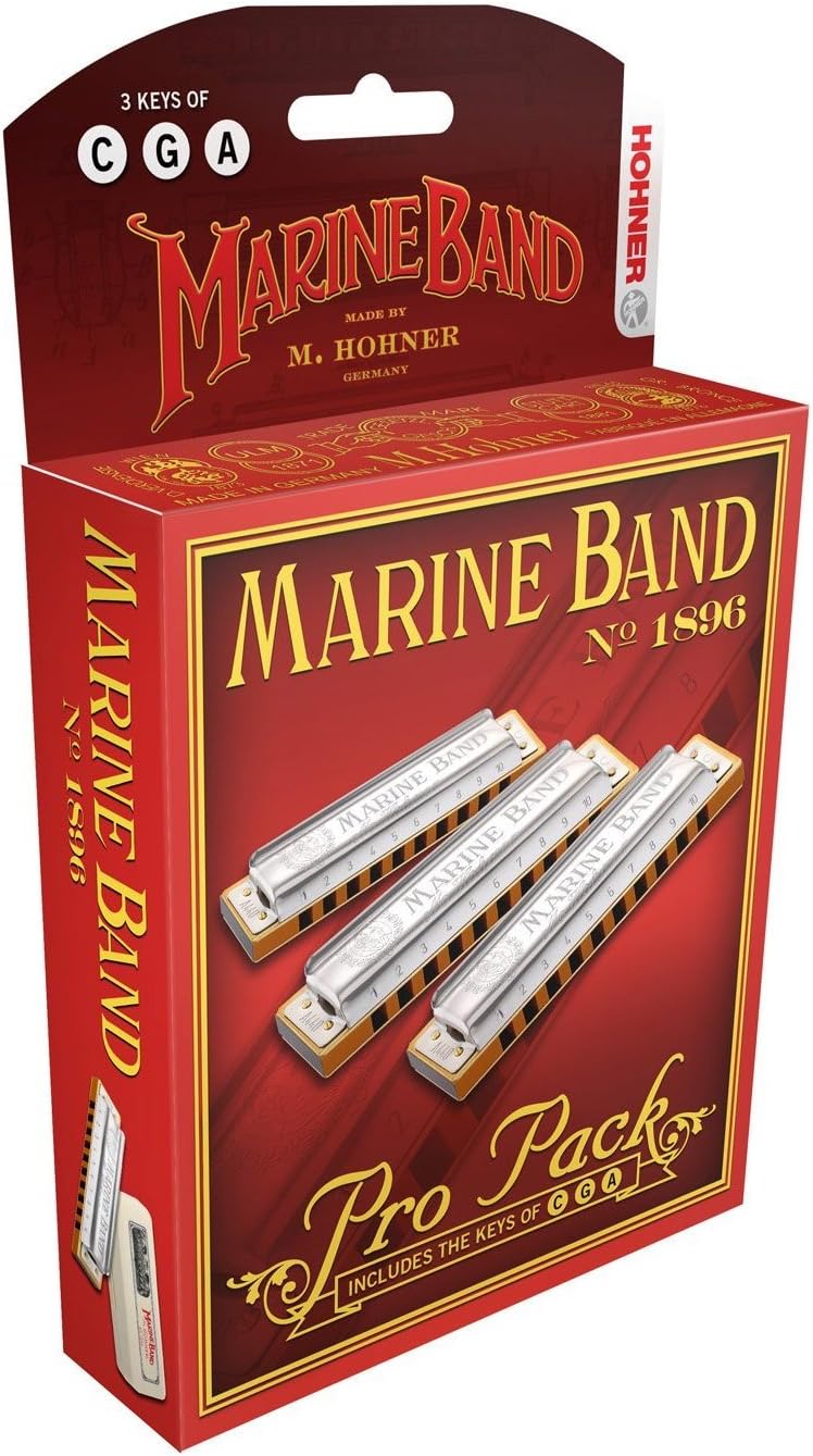 Hohner 1896 Marine Band Harmonica Pro Pack - 3 Keys (C, G, A)