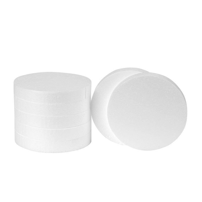Crafare 6x6x1 Inch Foam Circles for Crafts 7 Pack 1 Inch Thick Round Polystyrene Discs White for Wedding Cake Making Christmas Holiday Crafts and School Projects Decorations - Image 3