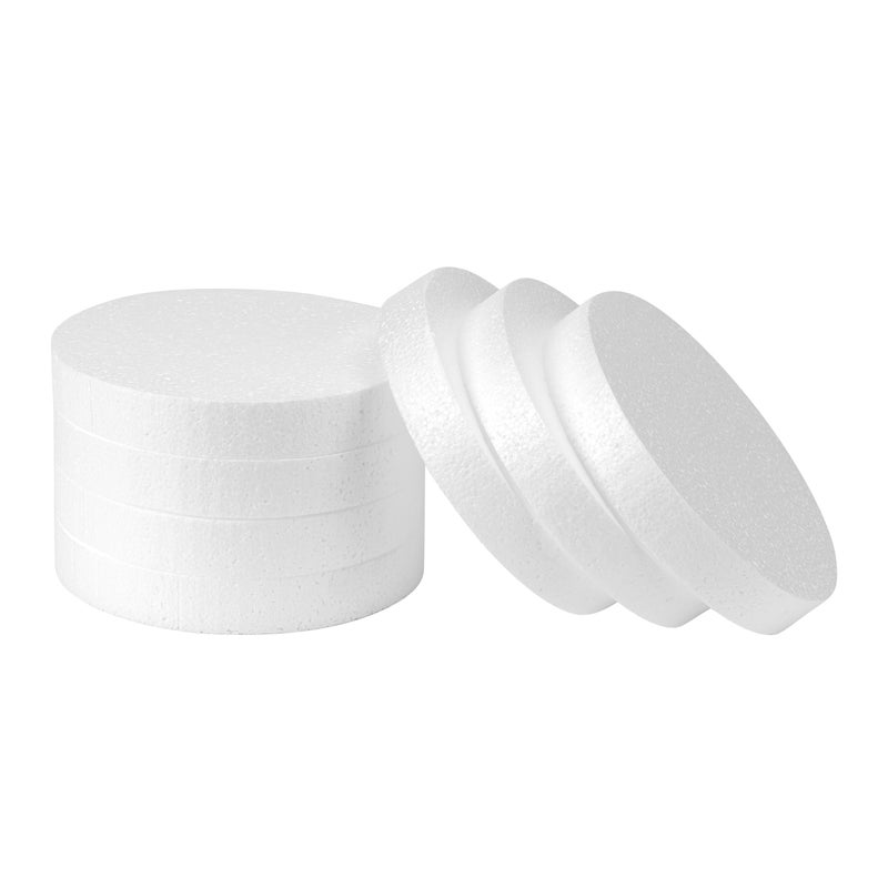Crafare 6x6x1 Inch Foam Circles for Crafts 7 Pack 1 Inch Thick Round Polystyrene Discs White for Wedding Cake Making Christmas Holiday Crafts and School Projects Decorations - Image 1