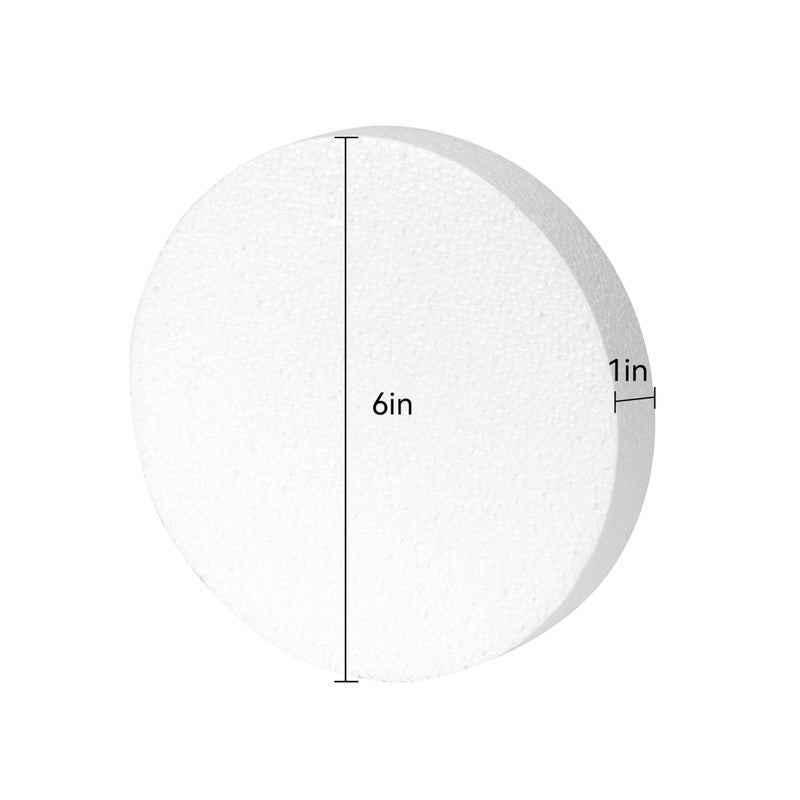 Crafare 6x6x1 Inch Foam Circles for Crafts 7 Pack 1 Inch Thick Round Polystyrene Discs White for Wedding Cake Making Christmas Holiday Crafts and School Projects Decorations - Image 2