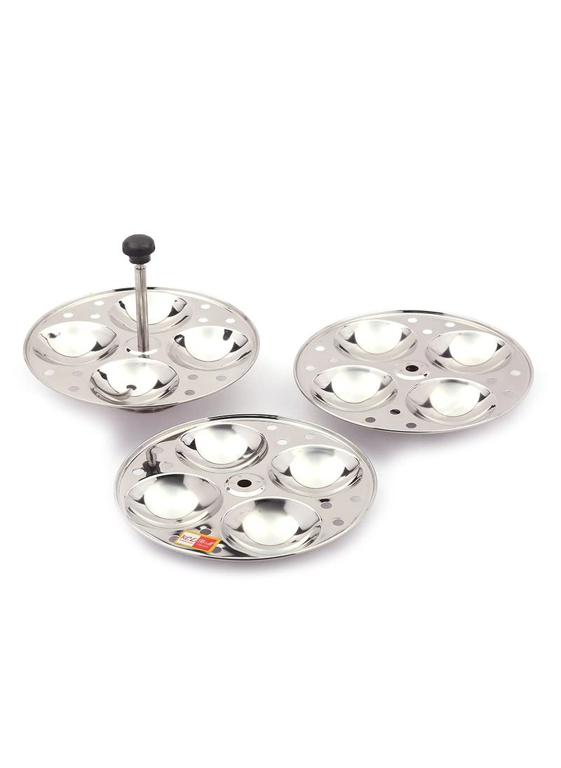 KCL KCL Stainless Steel Rapido Idli Stand for Idly Maker Pot (3 Plates/ 12 Idlis) - 1 Unit - Dimensions - 12 cm.  - Image 1