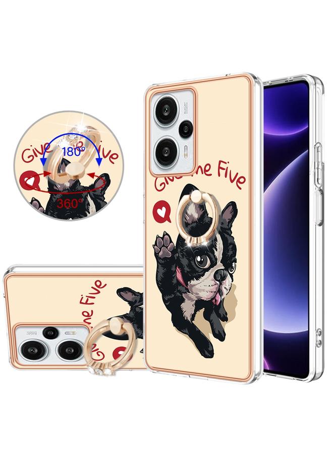 The Bros Case For Xiaomi Poco F5 / Redmi Note 12 Turbo Electroplating Dual-side IMD Phone Case with Ring Holder