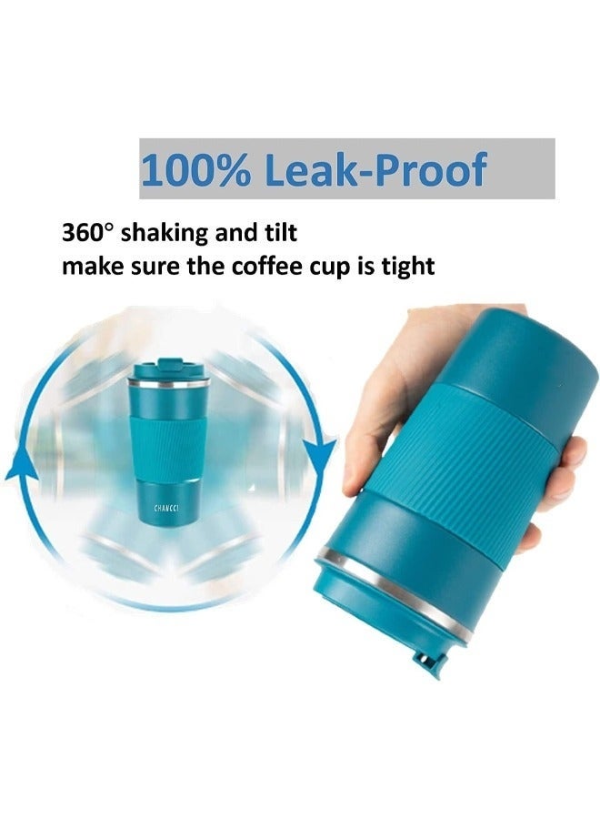 كيلا كوب قهوة للسفر مقاوم للانسكاب ومضاد للتسرب، سعة 16 أونصة، كوب قهوة معزول بغطاء لولبي، كوب قهوة حراري قابل لإعادة الاستخدام من الفولاذ المقاوم للصدأ، مناسب للمشروبات الساخنة والباردة - 510 مل، أزرق - Image 4