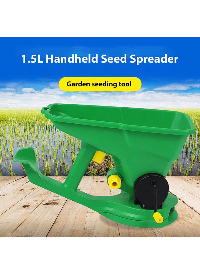 Generic - 1.5L Handheld Seed Spreader Manual Small Seeder Field Fertilization Machine Multi-Purpose Lawn Grass Seed Spreader for Gardens Nurseries Lawns Small Farms Gear Adjustable Portable Spreader - Image 1