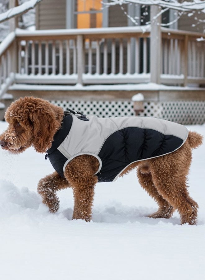 AURUZA Dog Coat, Warm Dog Winter Coat Waterproof Small Dogs Jacket with Harness Built Reflective Pet Vest with Zipper for Medium Dogs Windproof Pet Fleece Vest Snow Jacket for Cold Weather(Black,XXL) - Image 5