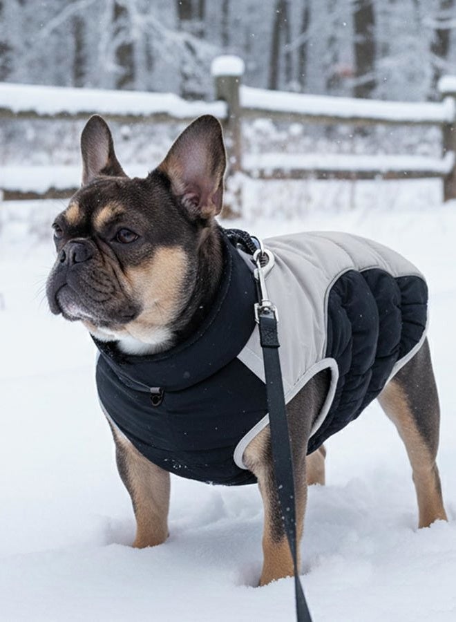 AURUZA Dog Coat, Warm Dog Winter Coat Waterproof Small Dogs Jacket with Harness Built Reflective Pet Vest with Zipper for Medium Dogs Windproof Pet Fleece Vest Snow Jacket for Cold Weather(Black,XXL) - Image 3