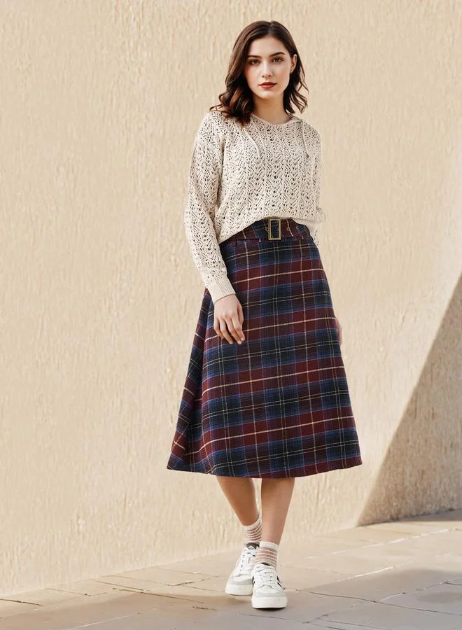 Lee Cooper Lee Cooper Midi Cotton A-line Skirt with Belt