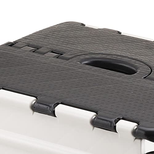 Primelife Plastic Multipurpose Moveable Portable 120 kg Capacity Folding Stool (18 Inch Height, Black - White) - Image 3