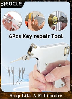 REOCLE 6-in-1 Stainless Steel Key Decoder Tool Precision Key Gauge for Locksmiths Durable Handheld Lock Decoding Tool  - Image 1