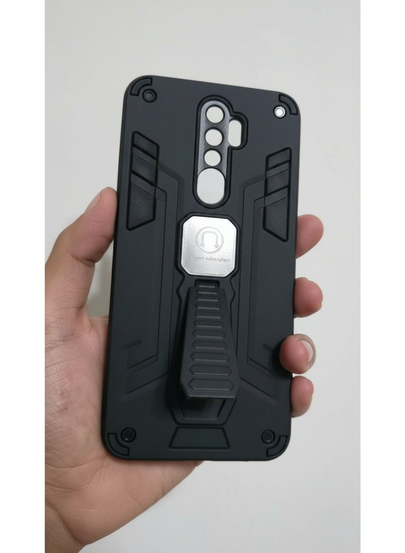 غطاء خلفي متين للغاية ومقاوم للصدمات، مزود بمسند مدمج ولاصق مغناطيسي. متوافق مع هاتف أوبو A5 2020، خيار ممتاز لمن يقدرون الفخامة. - Image 1