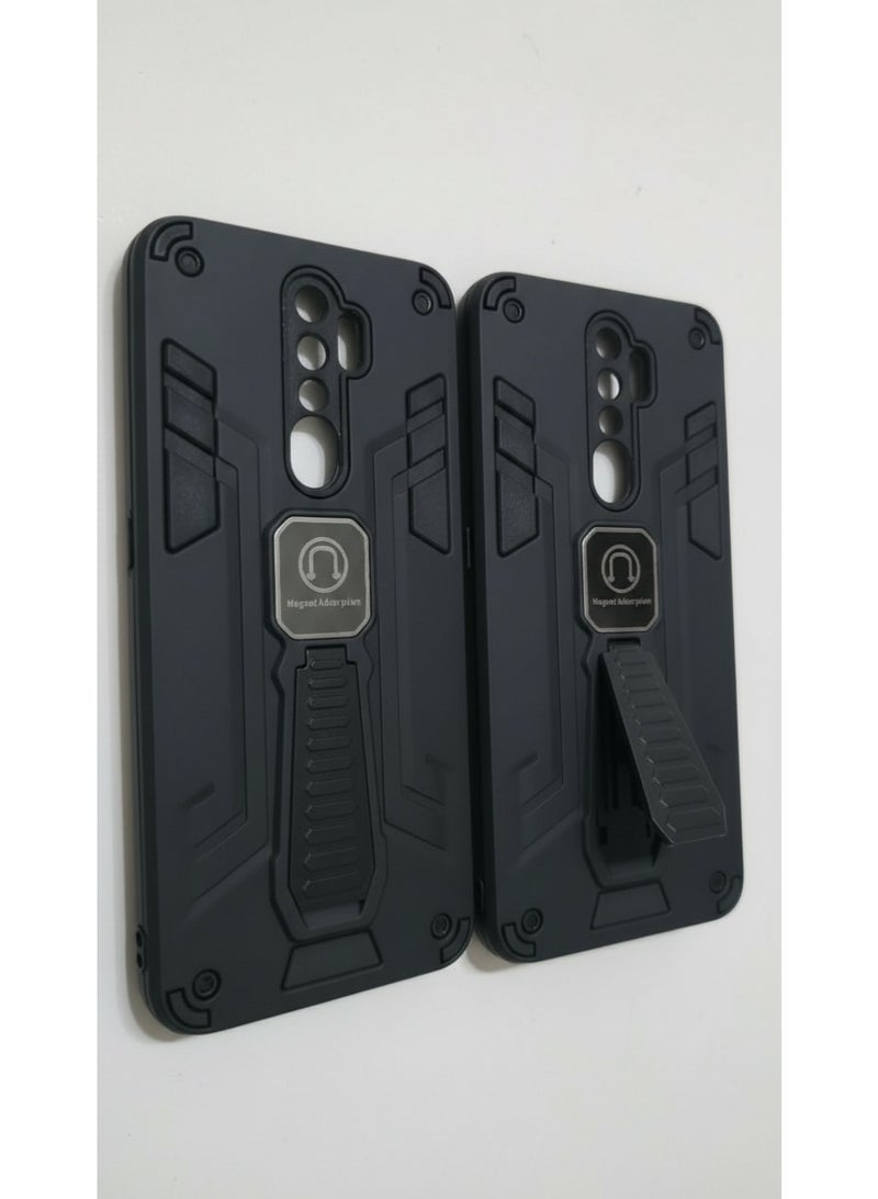 غطاء خلفي متين للغاية ومقاوم للصدمات، مزود بمسند مدمج ولاصق مغناطيسي. متوافق مع هاتف أوبو A5 2020، خيار ممتاز لمن يقدرون الفخامة. - Image 3