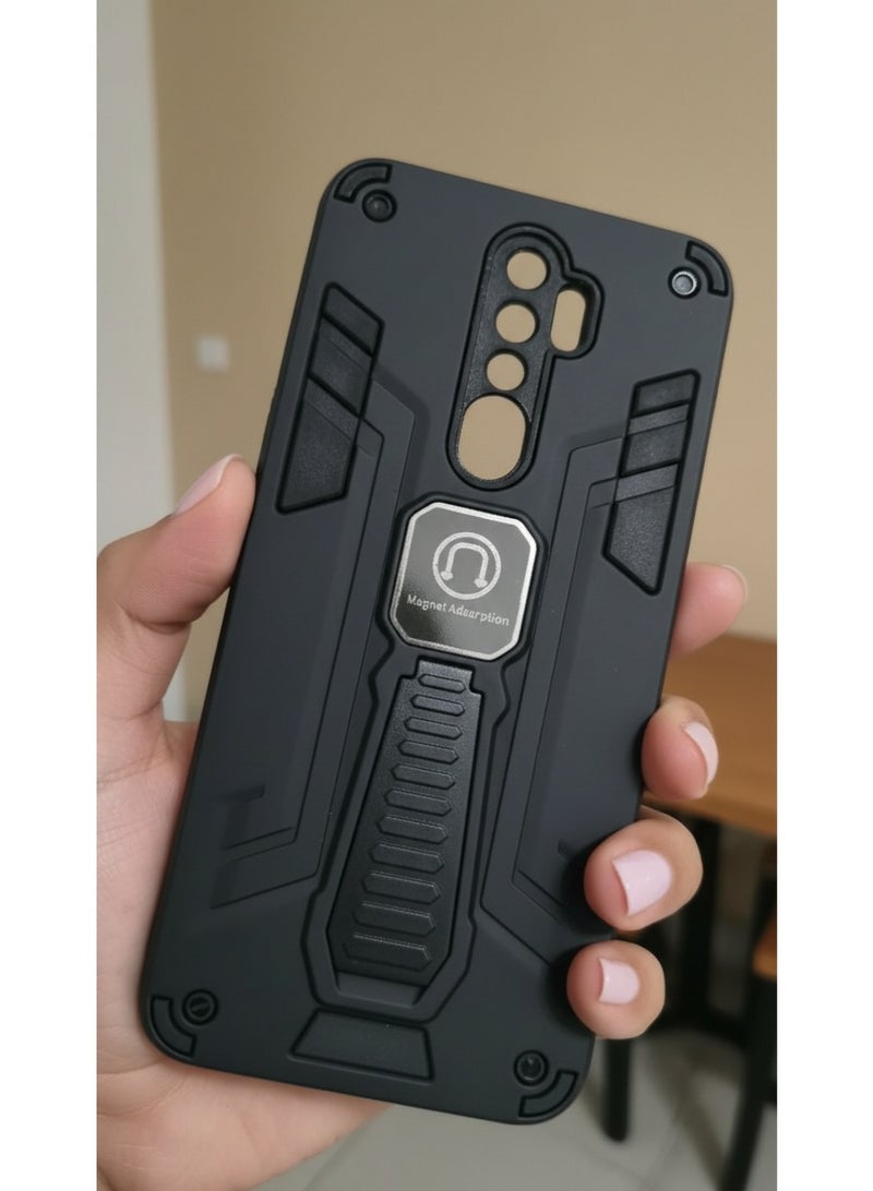 غطاء خلفي متين للغاية ومقاوم للصدمات، مزود بمسند مدمج ولاصق مغناطيسي. متوافق مع هاتف أوبو A5 2020، خيار ممتاز لمن يقدرون الفخامة. - Image 2