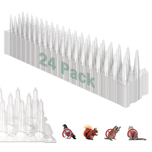 Touri Upgraded 24 Pack Bird Spikes, Covers 34 Feet(10.36m), Clear PVC Bird Deterrent Spikes Strips, Restrict Birds from Standing and Nesting, Keep Birds, Cats, Pigeons, and Other Animals Away - Image 1