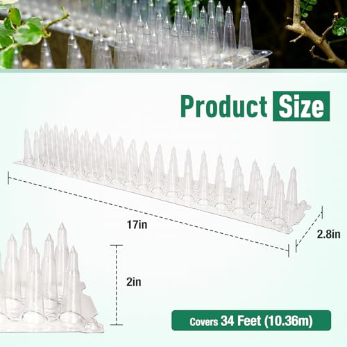 Touri Upgraded 24 Pack Bird Spikes, Covers 34 Feet(10.36m), Clear PVC Bird Deterrent Spikes Strips, Restrict Birds from Standing and Nesting, Keep Birds, Cats, Pigeons, and Other Animals Away - Image 4