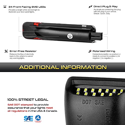 VIPMOTOZ لشيفروليه جي إم سي C/K سيلفرادو سييرا 1500 2500 3500 بيك أب سوبربان تاهو أفالانش يوكون XL كاديلاك إسكاليد هامر H2 مجموعة أضواء LED كاملة بيضاء وحمراء للوحة باب الجانب الداخلية مصابيح عاكس الضيافة - Image 5