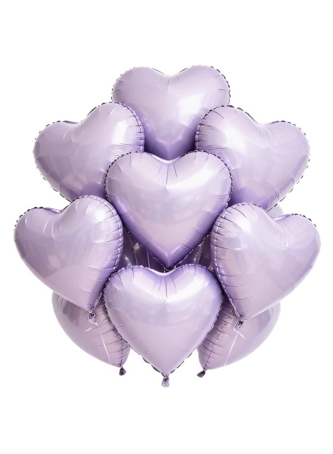 Light Purple Valentine's Day Decoration Heart Shape Balloons, suitable for purple birthday decoration, wedding, baby party Aluminum Foil Balloons 12pcs*18inch - Image 1