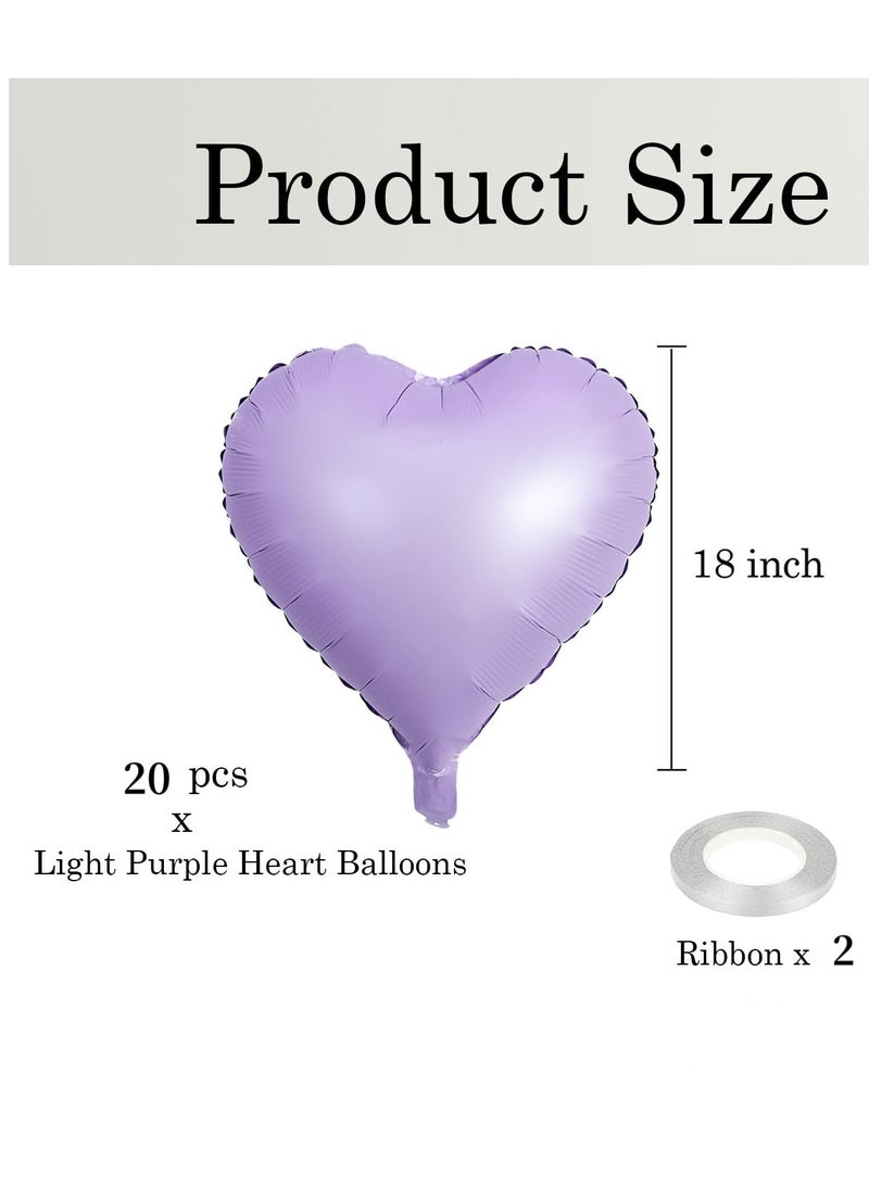 Light Purple Valentine's Day Decoration Heart Shape Balloons, suitable for purple birthday decoration, wedding, baby party Aluminum Foil Balloons 12pcs*18inch - Image 3