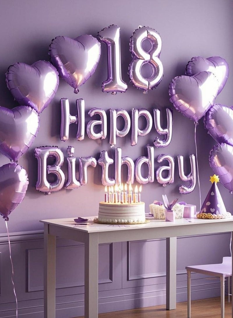 Light Purple Valentine's Day Decoration Heart Shape Balloons, suitable for purple birthday decoration, wedding, baby party Aluminum Foil Balloons 12pcs*18inch - Image 2