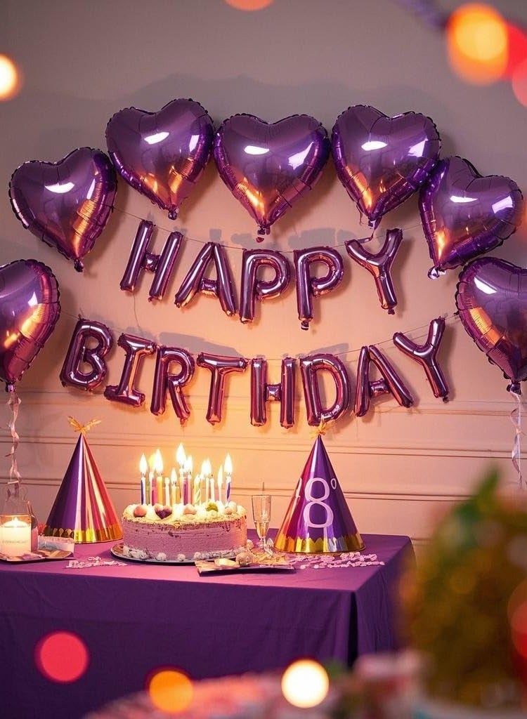 Light Purple Valentine's Day Decoration Heart Shape Balloons, suitable for purple birthday decoration, wedding, baby party Aluminum Foil Balloons 12pcs*18inch - Image 4