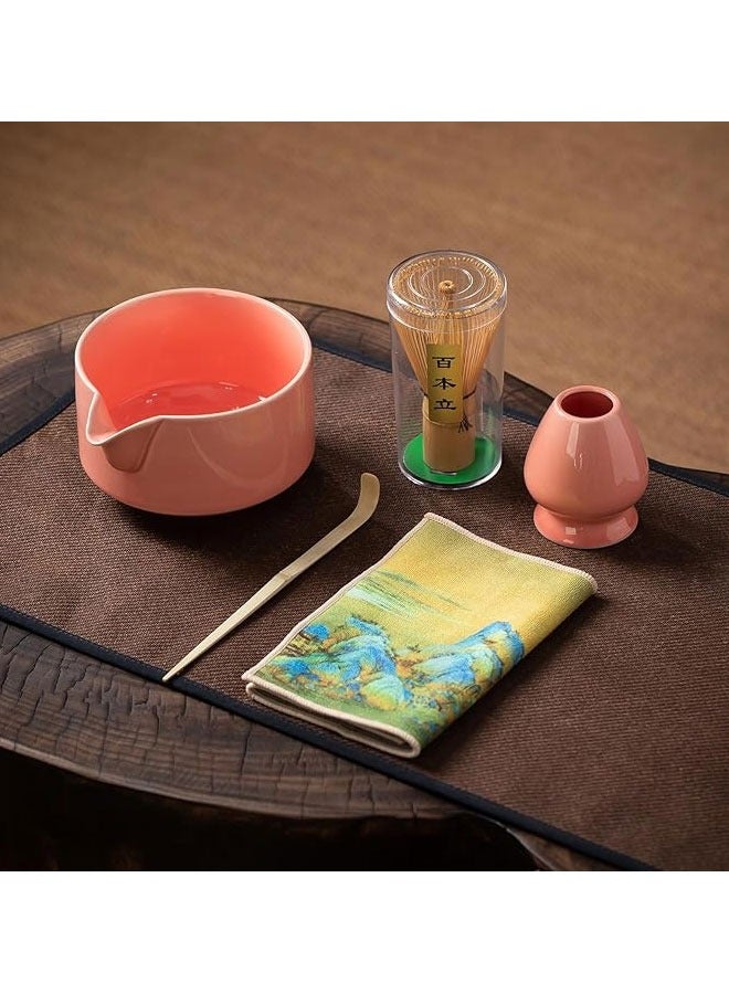 BOUND MOAT 5PCS Matcha Set Matcha Whisk Kit Included Matcha Bowl, Bamboo Whisk,Ceramic Whisk Holder,Scoop,Traditional Matcha Tool Set for Matcha Tea Ceremony (Pink) - Image 3