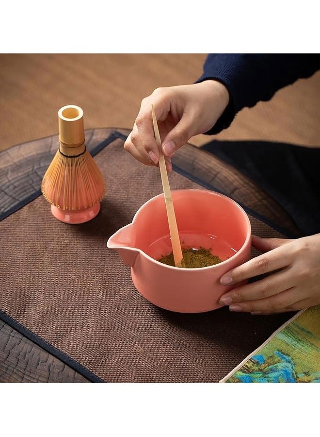 BOUND MOAT 5PCS Matcha Set Matcha Whisk Kit Included Matcha Bowl, Bamboo Whisk,Ceramic Whisk Holder,Scoop,Traditional Matcha Tool Set for Matcha Tea Ceremony (Pink) - Image 4