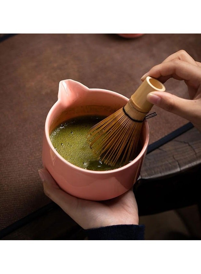 BOUND MOAT 5PCS Matcha Set Matcha Whisk Kit Included Matcha Bowl, Bamboo Whisk,Ceramic Whisk Holder,Scoop,Traditional Matcha Tool Set for Matcha Tea Ceremony (Pink) - Image 5