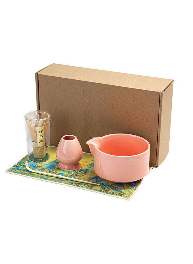 BOUND MOAT 5PCS Matcha Set Matcha Whisk Kit Included Matcha Bowl, Bamboo Whisk,Ceramic Whisk Holder,Scoop,Traditional Matcha Tool Set for Matcha Tea Ceremony (Pink) - Image 1
