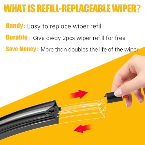 MIKKUPPA 22"+22"+11" Windshield Wiper Blades Replacement for 2018-2022 Ford Expedition, Replaceable Wiper Blades Set, All Season (Pack of 5) - Image 2