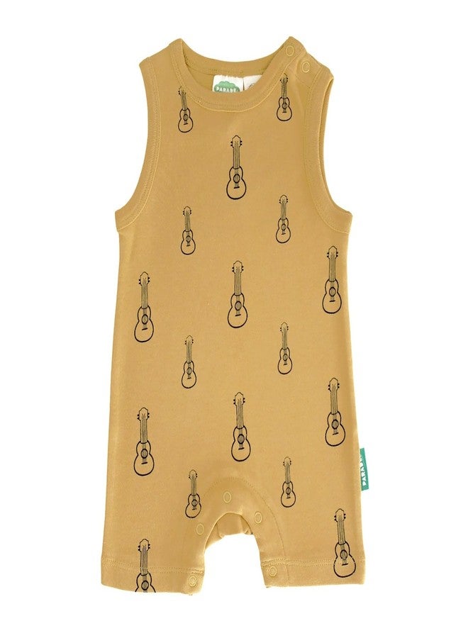 PARADE Organic Tank Rompers - Signature Prints Yellow Ukuleles 6-12 Months - Image 1