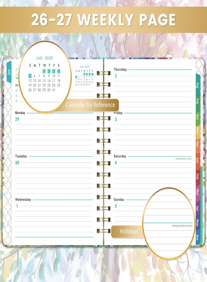 Coboll Planner 2026-2027 - 2026-2027 Planner Weekly and Monthly, July 2026 - June 2027, 6.4"x 8.5", with Elastic Closure, Inner Pocket, Coated Tabs - Image 4