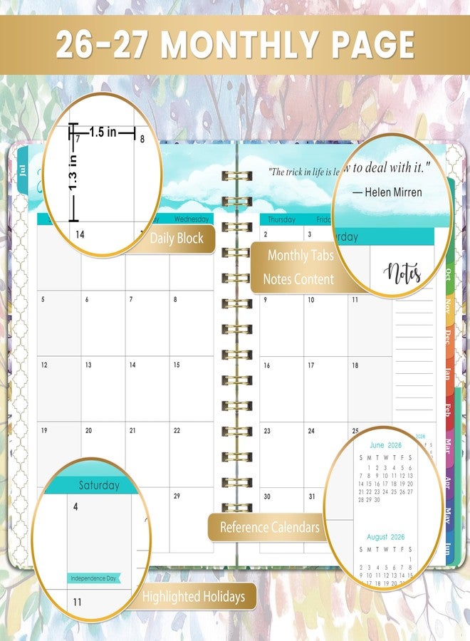 Coboll Planner 2026-2027 - 2026-2027 Planner Weekly and Monthly, July 2026 - June 2027, 6.4"x 8.5", with Elastic Closure, Inner Pocket, Coated Tabs - Image 3