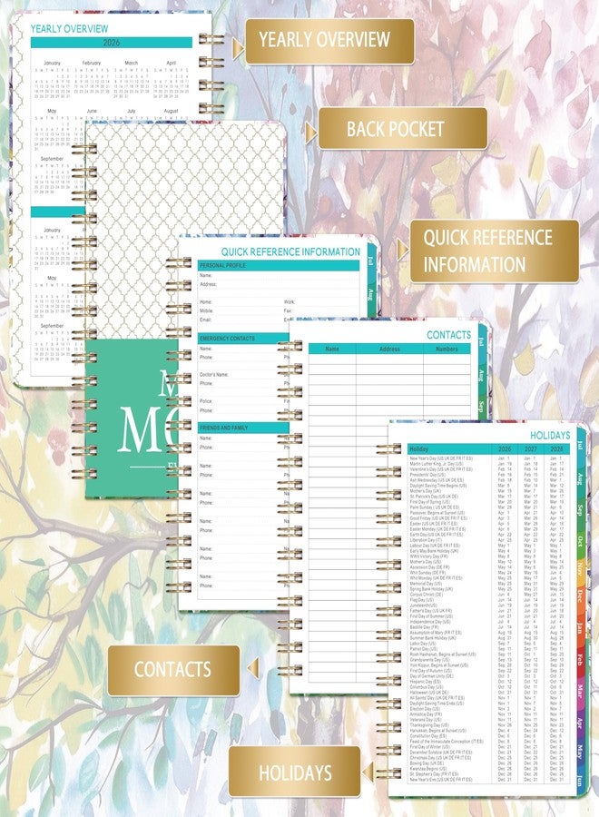 Coboll Planner 2026-2027 - 2026-2027 Planner Weekly and Monthly, July 2026 - June 2027, 6.4"x 8.5", with Elastic Closure, Inner Pocket, Coated Tabs - Image 5