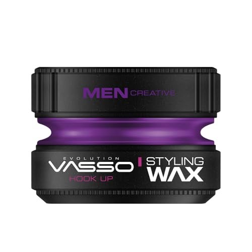 Vasso Hook Up Hair Styling Wax for Men, Super Strong Hold with Natural Shine, Water Based Hair Wax for Short & Thin Hair, Long Lasting Reworkable Styling Pomade, 5.07 fl oz (150 ml) - Image 1