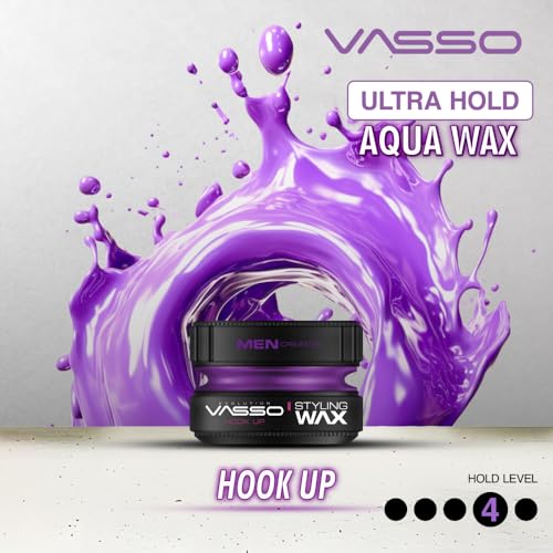 Vasso Hook Up Hair Styling Wax for Men, Super Strong Hold with Natural Shine, Water Based Hair Wax for Short & Thin Hair, Long Lasting Reworkable Styling Pomade, 5.07 fl oz (150 ml) - Image 3