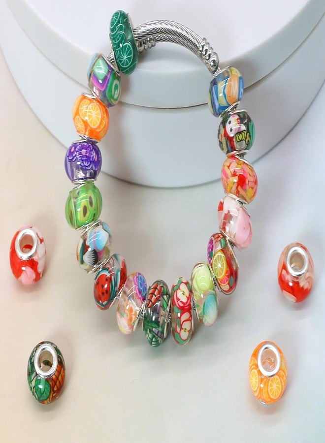 PAMIR TONG Large Hole Beads for Jewelry Making 100pcs 14mm European Craft Beads for Pens Big Hole Space Beads for DIY & Bracelet Resin Imitation Amber Fairy Garden Beads #391 - Image 5