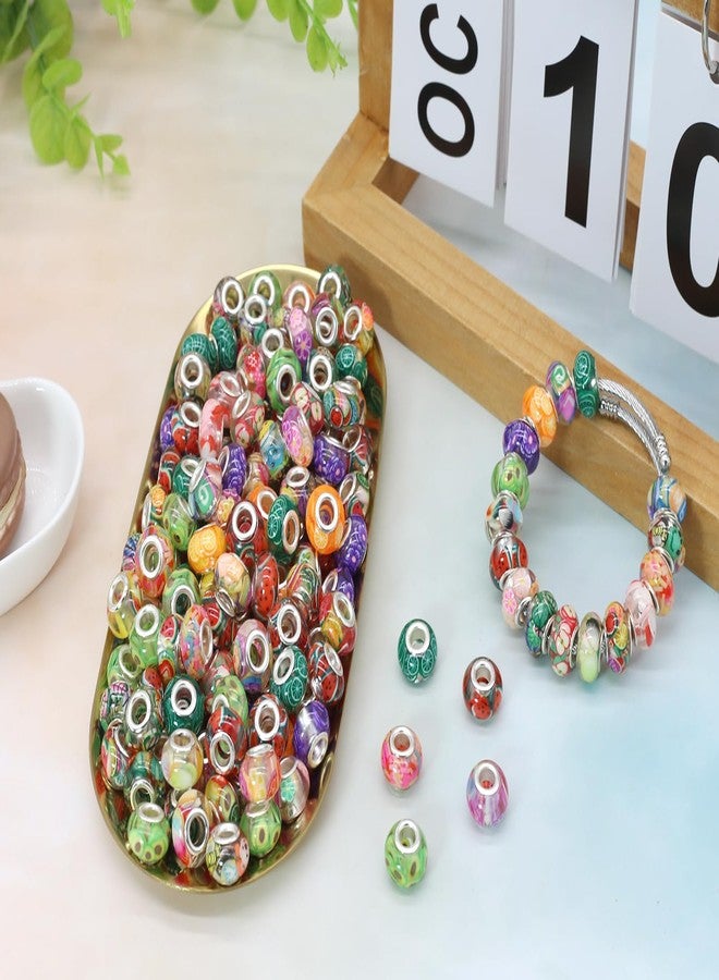 PAMIR TONG Large Hole Beads for Jewelry Making 100pcs 14mm European Craft Beads for Pens Big Hole Space Beads for DIY & Bracelet Resin Imitation Amber Fairy Garden Beads #391 - Image 4