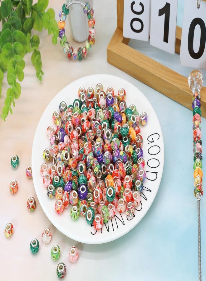 PAMIR TONG Large Hole Beads for Jewelry Making 100pcs 14mm European Craft Beads for Pens Big Hole Space Beads for DIY & Bracelet Resin Imitation Amber Fairy Garden Beads #391 - Image 3