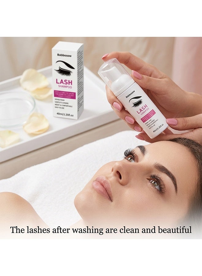 BabboSow Lash Shampoo For Lash Extensions, Eyelash Extension Shampoo Eyelash Extension Foam And Brushes Eyelid Cleanser For Makeup Remover Paraben For Eyelash Extensions Salon And Home Use, 40ml - Image 5