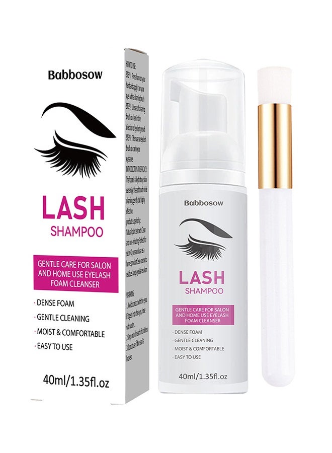 BabboSow Lash Shampoo For Lash Extensions, Eyelash Extension Shampoo Eyelash Extension Foam And Brushes Eyelid Cleanser For Makeup Remover Paraben For Eyelash Extensions Salon And Home Use, 40ml - Image 1