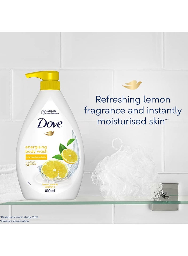 Dove Energising Body wash with energising lemon scent and nourishing Vitamin C 100% gentle cleansers paraben free sulphate free cleansers 100% plant based moisturisers 800ml - Image 4