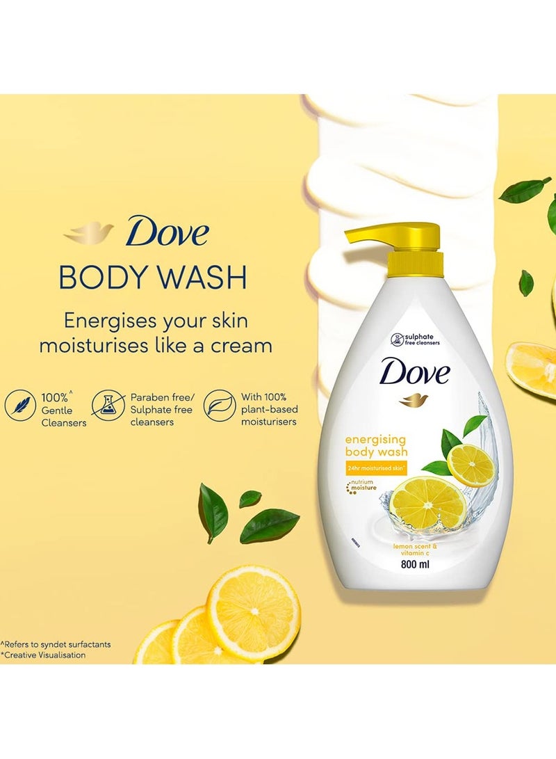 Dove Energising Body wash with energising lemon scent and nourishing Vitamin C 100% gentle cleansers paraben free sulphate free cleansers 100% plant based moisturisers 800ml - Image 5