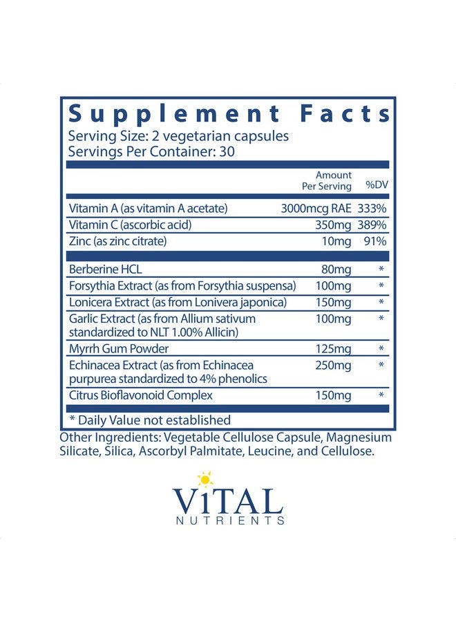 Vital Nutrients Herbal Biotic Herbal And Nutritional Support For The Immune System Upper Respiratory And Sinus Health 60 Vegetarian Capsules - Image 3