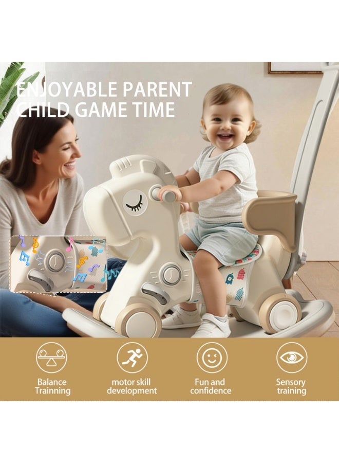 XICEN 4 in 1 Rocking Horse Toy for Toddlers, Ride-On Toy with Detachable Balance Board and Footrest, Balance Bike with Push Handle, Baby Rocking Toy Fun Birthday Gift for Kids - Image 5
