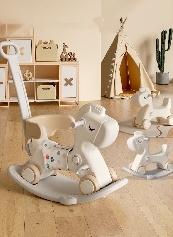 XICEN 4 in 1 Rocking Horse Toy for Toddlers, Ride-On Toy with Detachable Balance Board and Footrest, Balance Bike with Push Handle, Baby Rocking Toy Fun Birthday Gift for Kids - Image 1