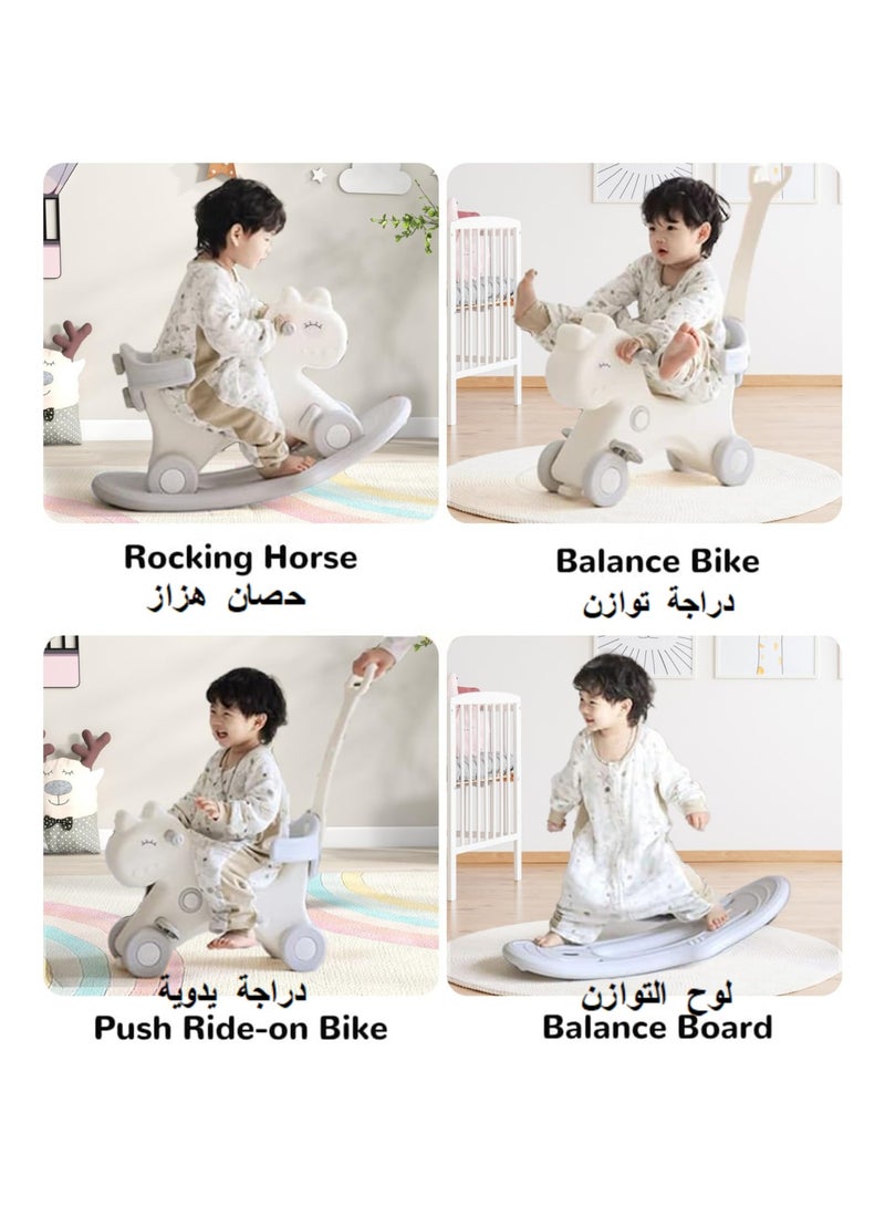 XICEN 4 in 1 Rocking Horse Toy for Toddlers, Ride-On Toy with Detachable Balance Board and Footrest, Balance Bike with Push Handle, Baby Rocking Toy Fun Birthday Gift for Kids - Image 3