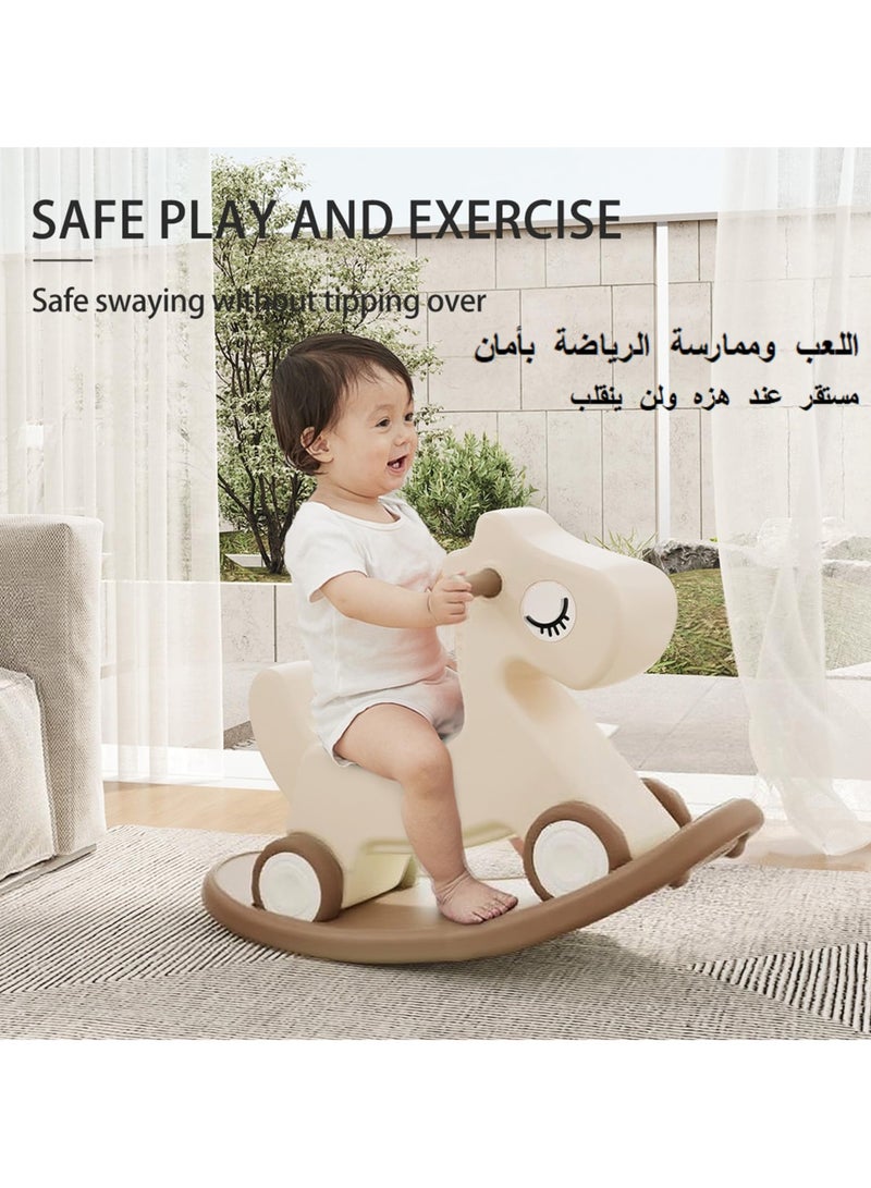 XICEN 4 in 1 Rocking Horse Toy for Toddlers, Ride-On Toy with Detachable Balance Board and Footrest, Balance Bike with Push Handle, Baby Rocking Toy Fun Birthday Gift for Kids - Image 4